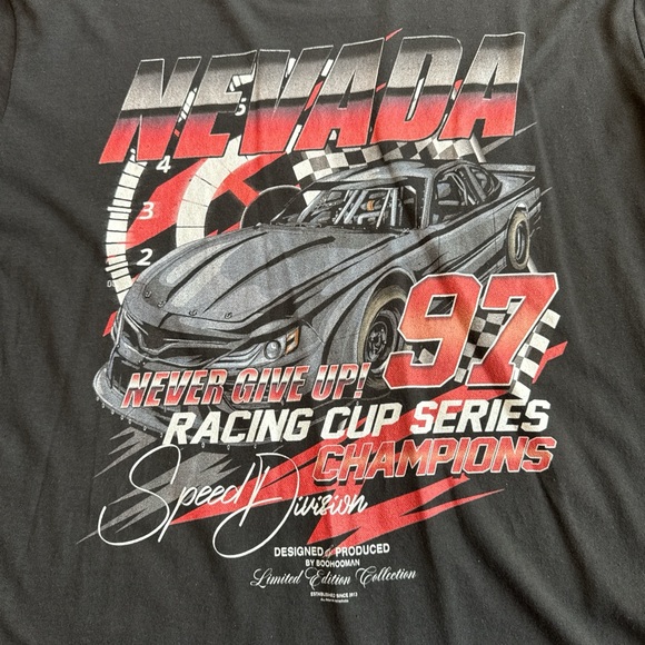 Boohoo Mens Charcoal Racing Graphic Tee - Picture 8 of 8